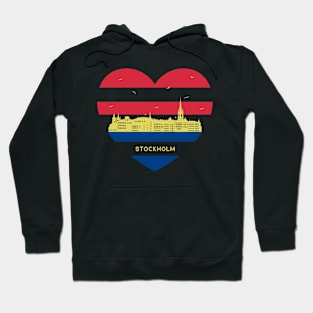 Sweden Skyline cityscape Heart Shape Birds Flying Stockholm Hoodie